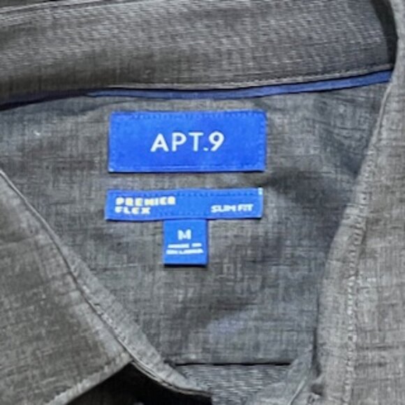 NEW Apt 9 Gray Dress Shirt Mens Size Medium Slim Fit No Iron Button Up NWT - Picture 7 of 14